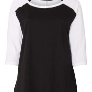 Women's Curvy Collection Baseball Three-Quarter Sleeve Tee