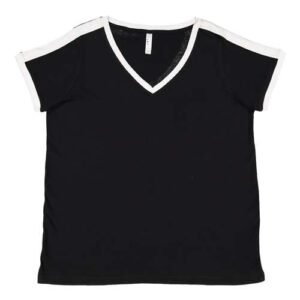 Women's Curvy Retro Ringer Premium Jersey V-Neck Tee