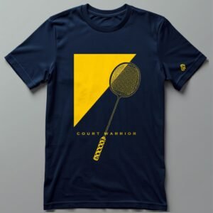 Court Warrior Badminton Racket Tee — Navy