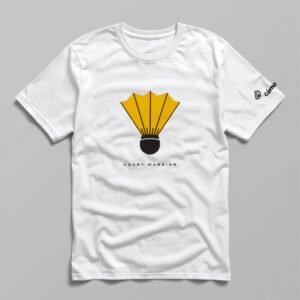 Court Warrior Badminton Tee — Shuttlecock White