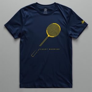 Court Warrior Badminton Tee — Full Racket Navy