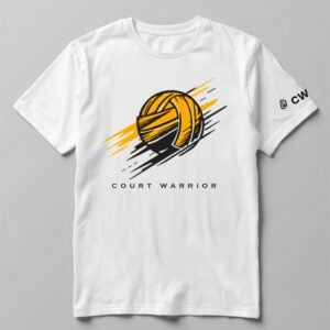 Court Warrior Volleyball Tee — Geometric White