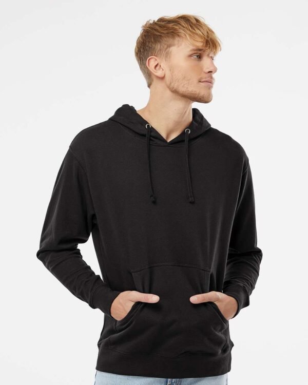 Court Warrior hoodie worn on model, black