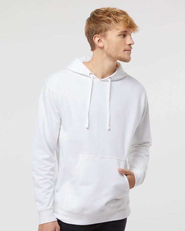Court Warrior hoodie worn on model, white