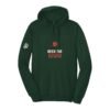 Court Warrior hoodie, Deck the Kitchen design, Forest / Cream + Red
