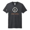 Court Warrior tee, ESTD Holiday Edition design, Charcoal / White + Orange