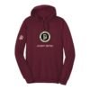 Court Warrior hoodie, ESTD Holiday Edition design, Maroon / Bone + Blush