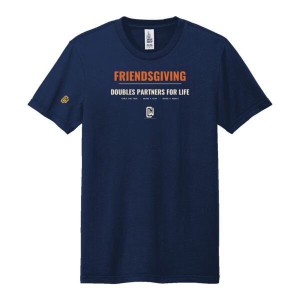Court Warrior tee, Friendsgiving Doubles design, Navy / Cream + Burnt Orange