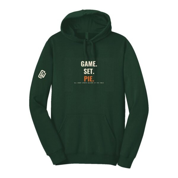 Court Warrior hoodie, Game. Set. Pie. design, Forest / Cream + Orange