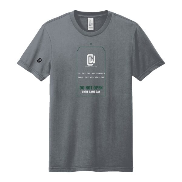 Court Warrior tee, Gift Tag design, Storm Grey / White + Forest