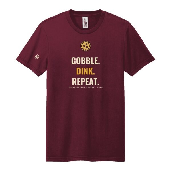 Court Warrior tee, Gobble. Dink. Repeat. design, Maroon / Bone + Mustard