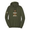 Court Warrior hoodie, Gobble. Dink. Repeat. design, Military Olive / Cream + Burnt Orange
