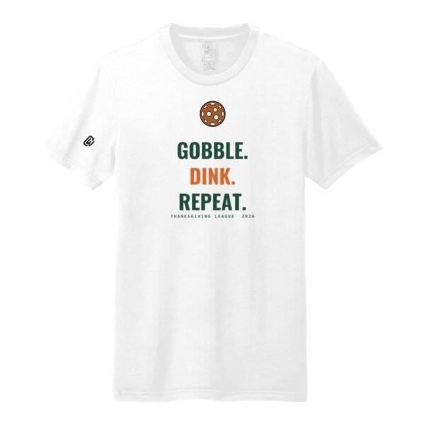 Court Warrior tee, Gobble. Dink. Repeat. design, White / Forest + Burnt Orange