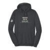 Court Warrior hoodie, Grateful for the Baseline design, Heather Charcoal / Cream + Sage
