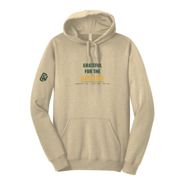 Court Warrior hoodie, Grateful for the Baseline design, Sand / Forest + Mustard