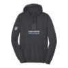 Court Warrior hoodie, Season's Greetings from the Baseline design, Heather Charcoal / White + Ice Blue