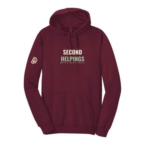 Court Warrior hoodie, Second Helpings design, Maroon / Cream + Sage