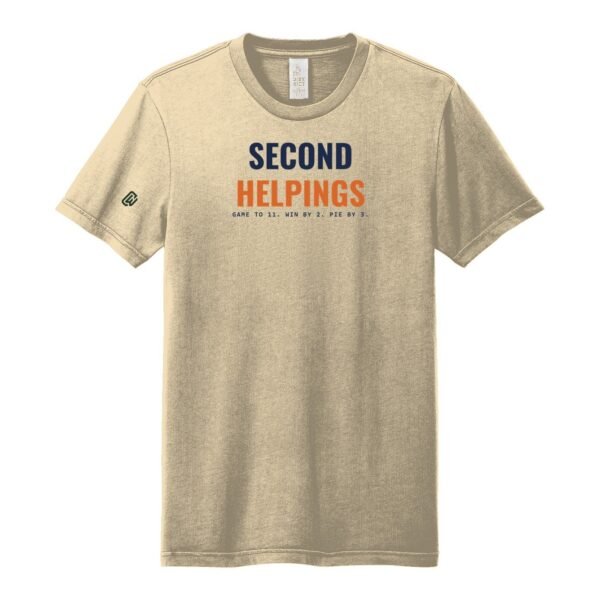 Court Warrior tee, Second Helpings design, Sand / Navy + Orange