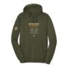 Court Warrior hoodie, On the 12th Day of Pickleball design, Military Olive / Cream + Orange