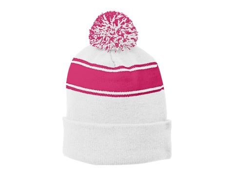 Sport-Tek STC28 Stripe Pom Pom Beanie